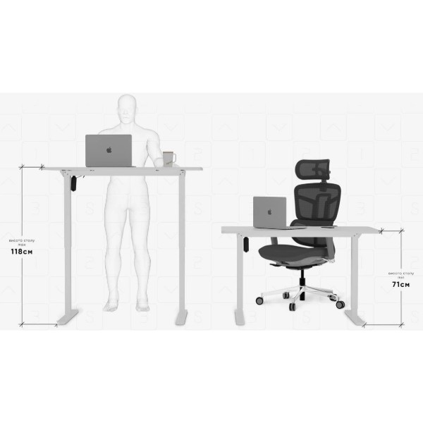 Фото - Стіл з електрорегулюванням висоти Mealux PowerDesk Lite White (EVO-201 Lite W/W)